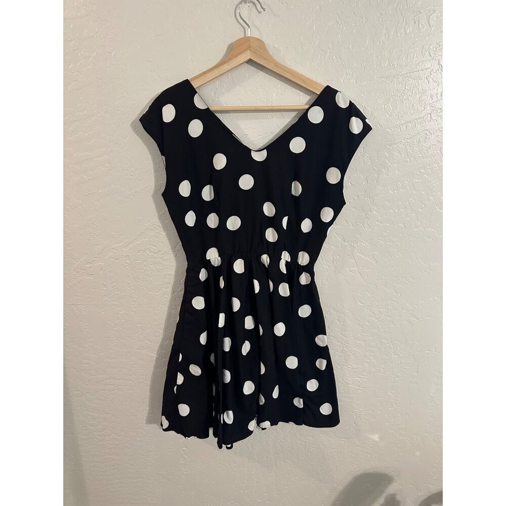 Y Jessica Howard by Mitchell Rodney Black & White Short Sleeved Polka Dot Dress